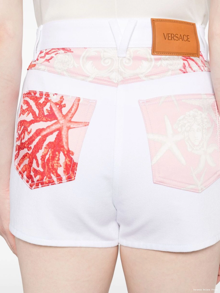 Affordable Versace shorts Women Barocco Sea-print denim 0702